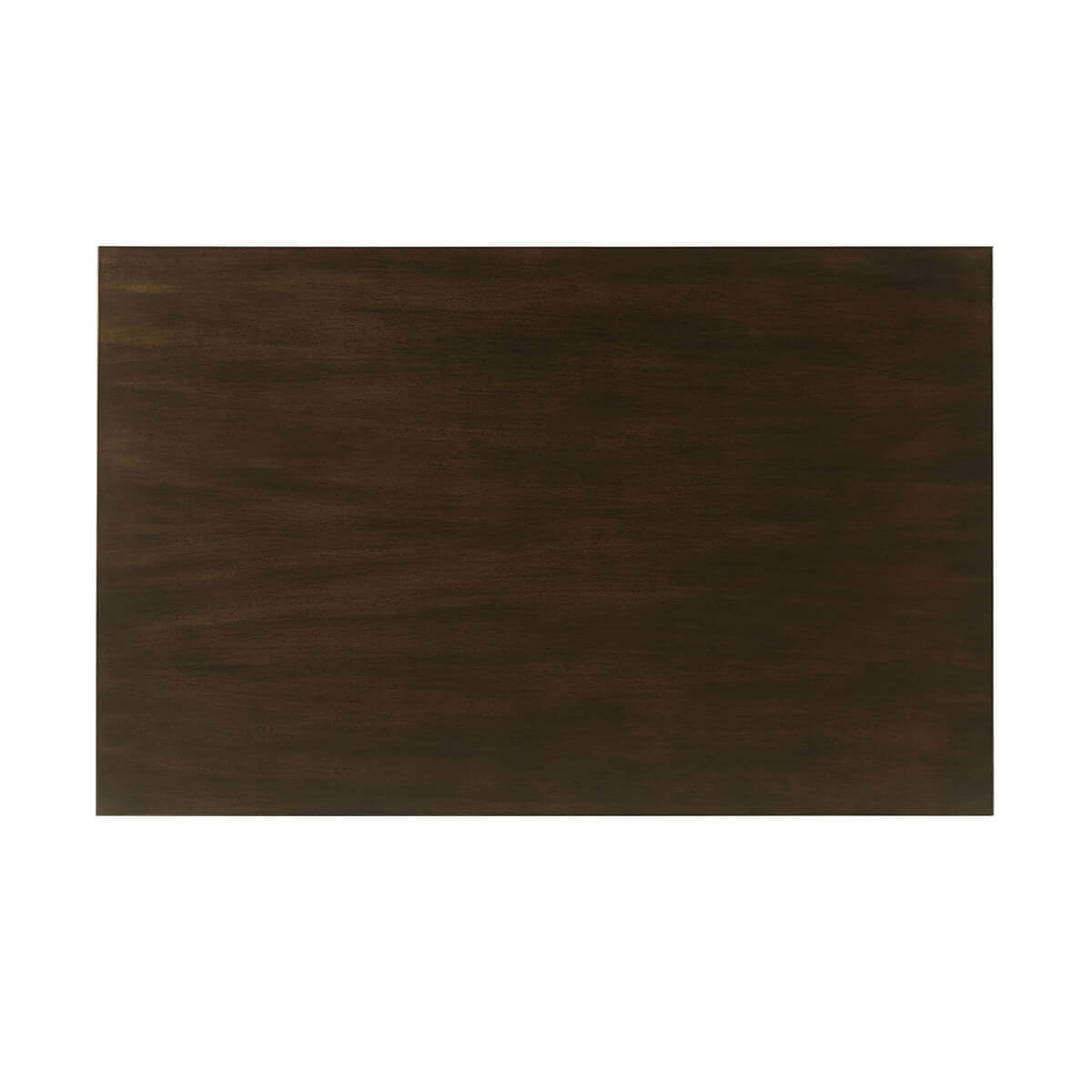 Top view of dark wood nightstand surface.