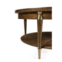 Lower shelf detail of round coffee table.