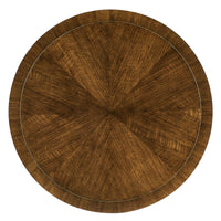Top view of the round table's wood grain.