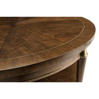 Close-up of round coffee table edge detailing.