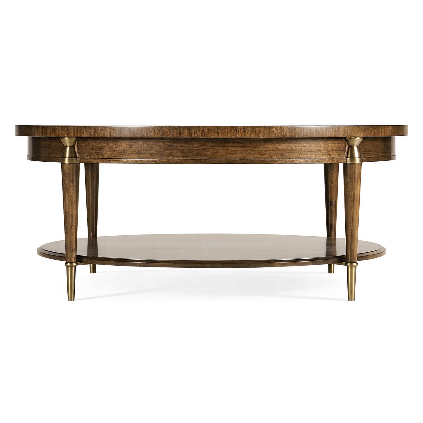 Side view of round coffee table design.