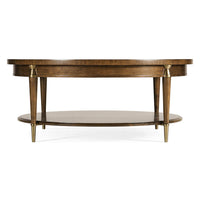 Side view of round coffee table design.