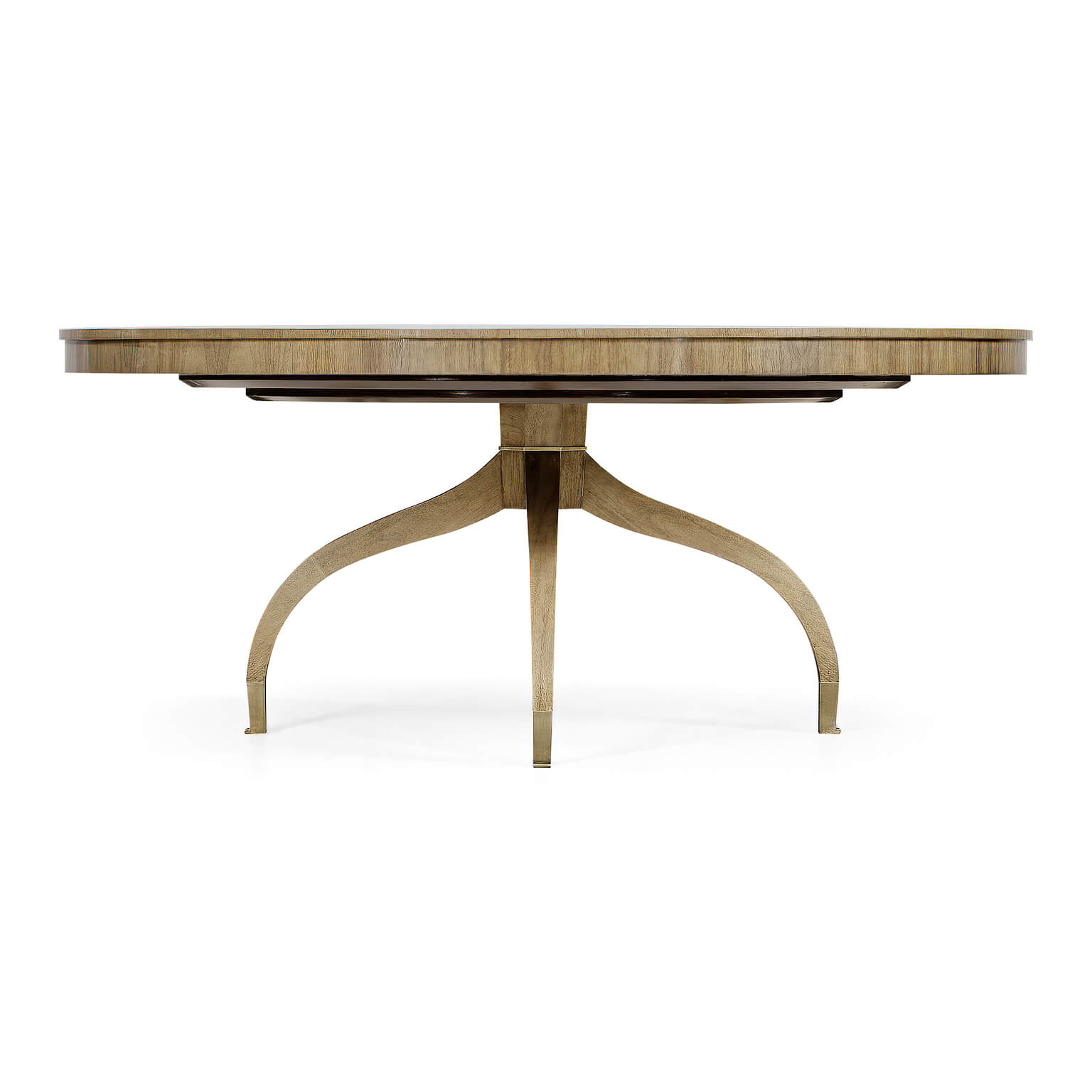 Mid century dining table, side profile, wooden finish.