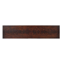 Top view of sideboard, rich wood grain pattern.