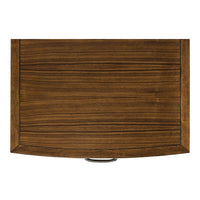 Top view of walnut nightstand, wood grain detail.