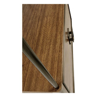 Top view of walnut etagere showing wood grain.