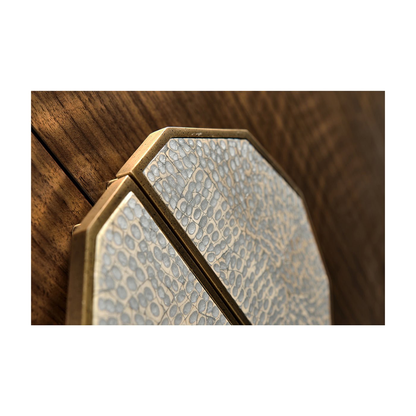 Detailed view of sideboard's textured handle.
