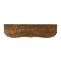 Top view of walnut sideboard's smooth surface.