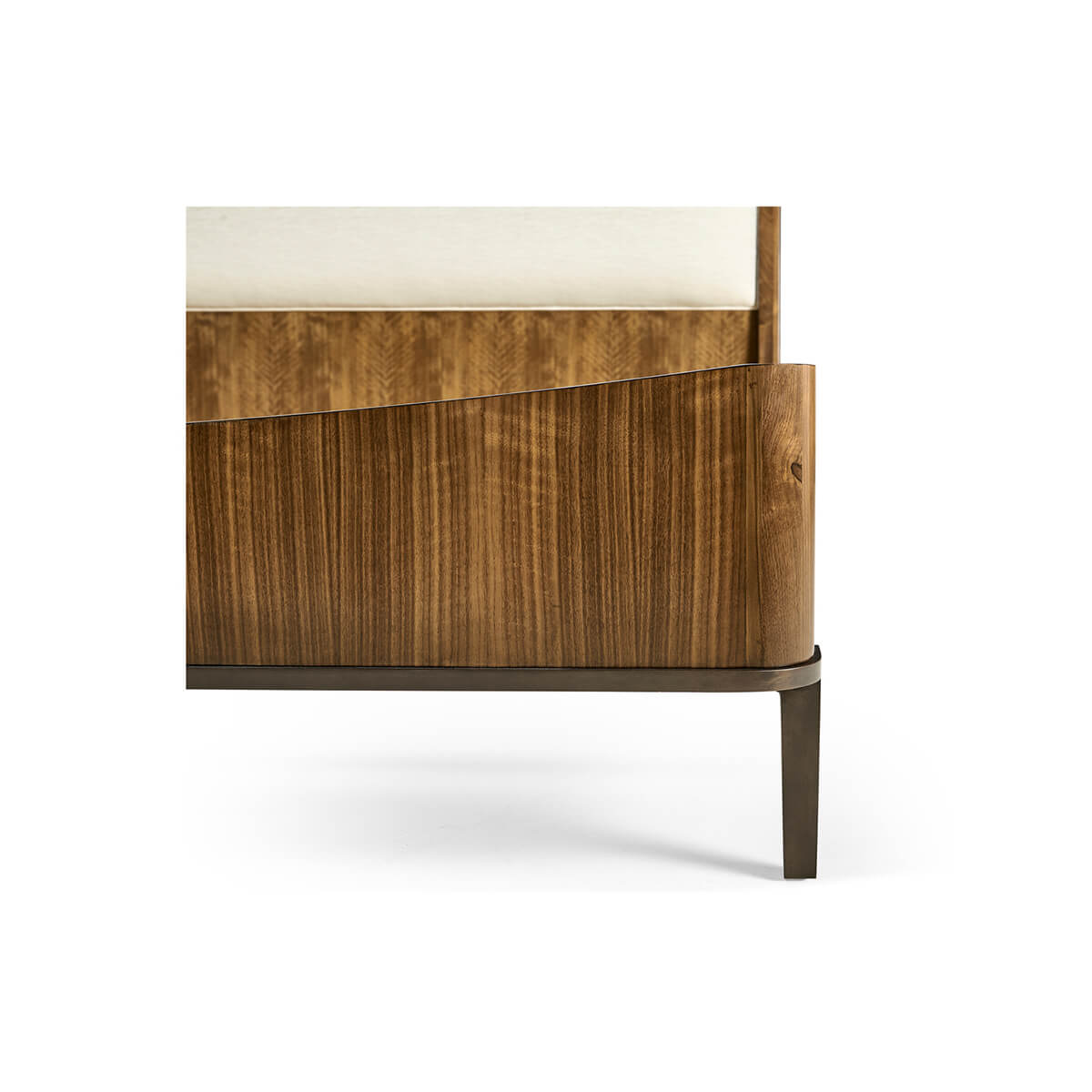 Close-up, footboard and leg of walnut bed.