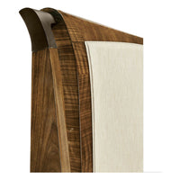 Close-up headboard, walnut finish detail.