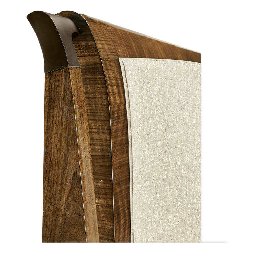 Close-up headboard, walnut finish detail.