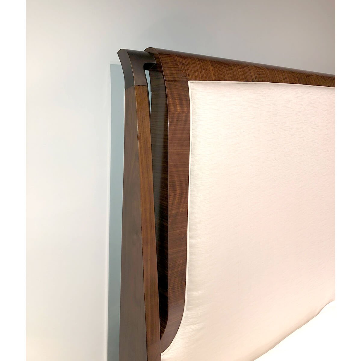 Headboard upper detail, walnut curve design.