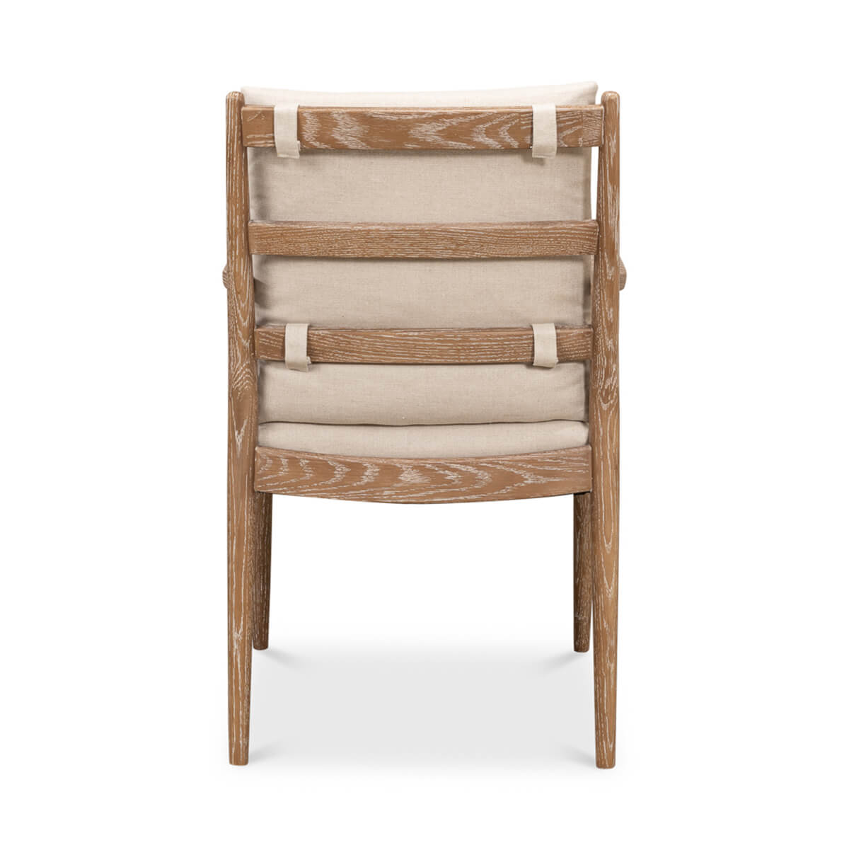 Mid-century whitewash armchair, back view.