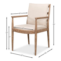 Mid-century whitewash armchair, dimensions and measurements.
