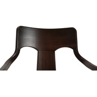 Close-up chair backrest design, walnut finish, mid-century style.