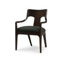 Mid-century dining armchair, front angle view, walnut finish.