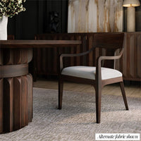 Dining room with chair and table, alternate fabric, walnut.