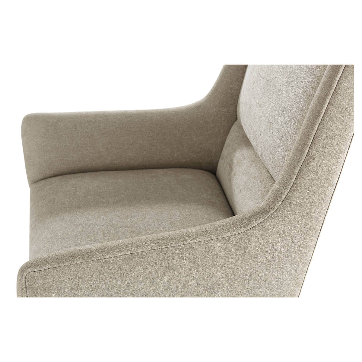 Top view of midcentury dining chair seat and armrests.