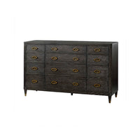 Midnight Modern Dresser front view with brass handles.