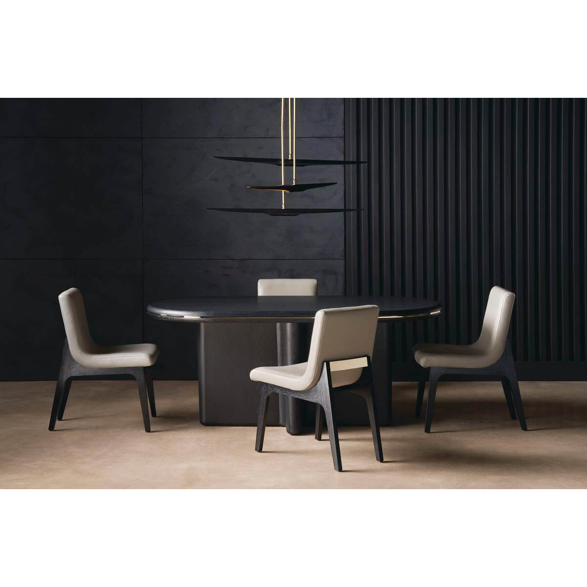 Dining table set with chairs, modern dining room.