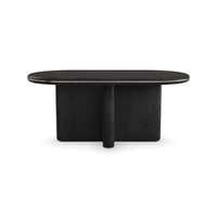 Black dining table, front view, modern style.