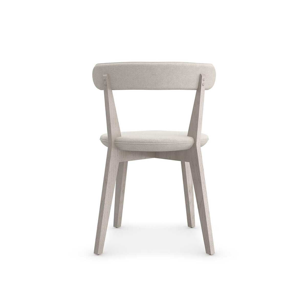 Minimal oak dining chair, direct back view.