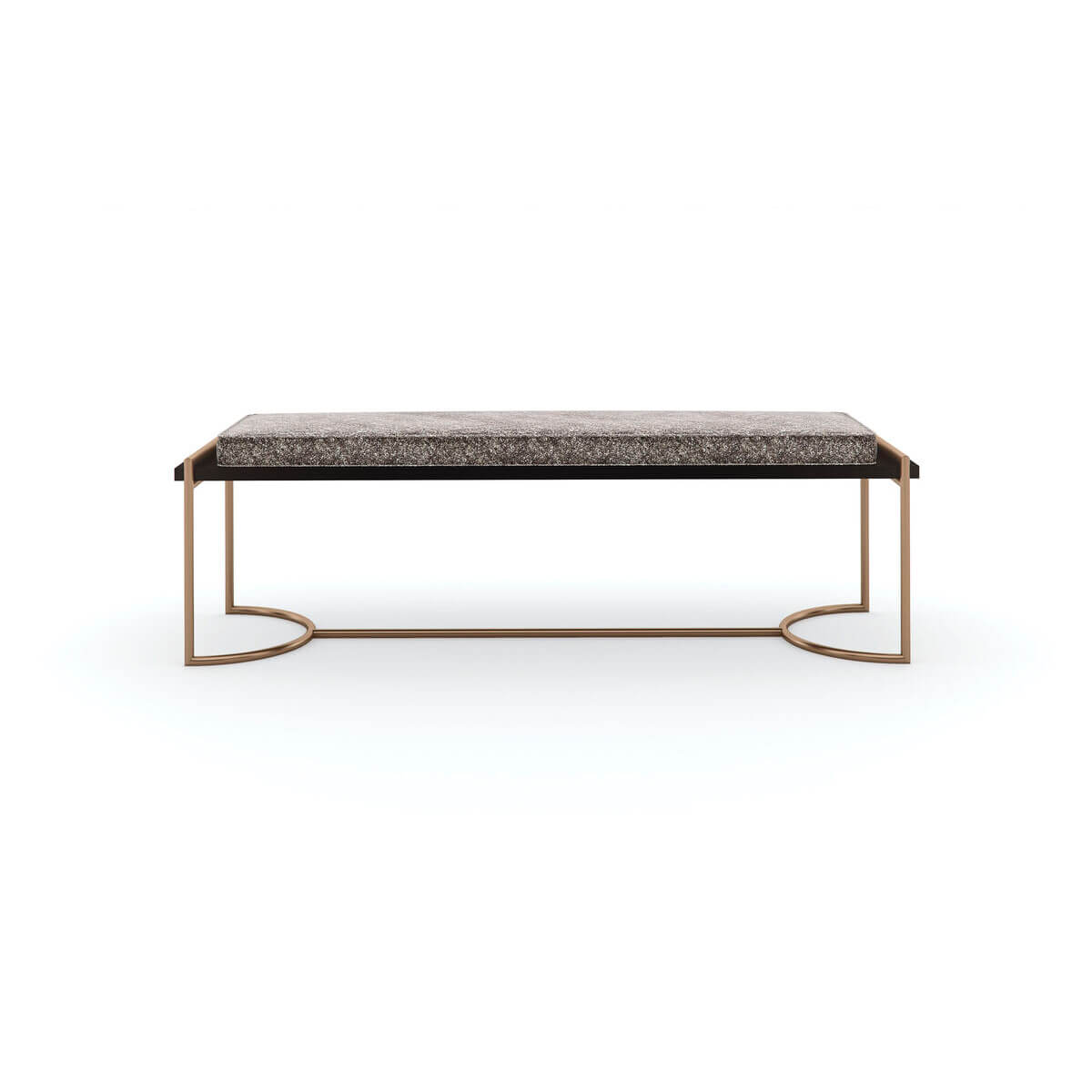 Minimalist bench with cushioned top, front view.