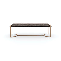 Minimalist bench with cushioned top, front view.