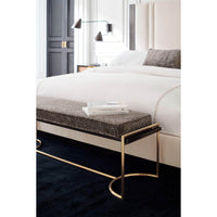 Minimalist bench in elegant bedroom, close-up scene.