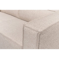 Close-up seat cushion detail of linen sofa.