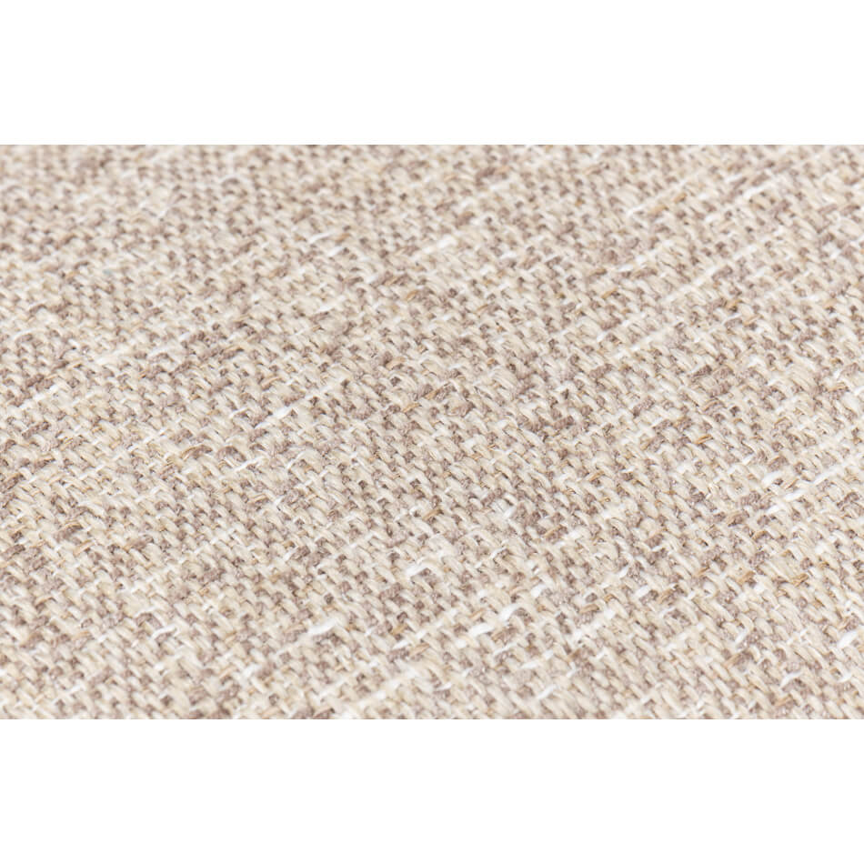 Fabric texture close-up of minimalist linen sofa.