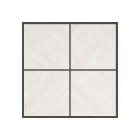 Top view of minimalist coffee table with four sections.