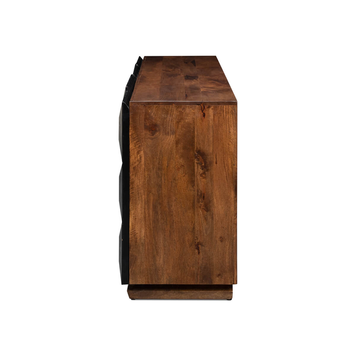 Side profile view of sideboard, showcasing wood finish.