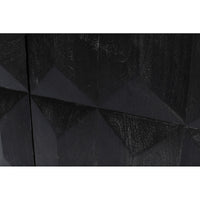 Close-up of geometric black texture on sideboard doors.