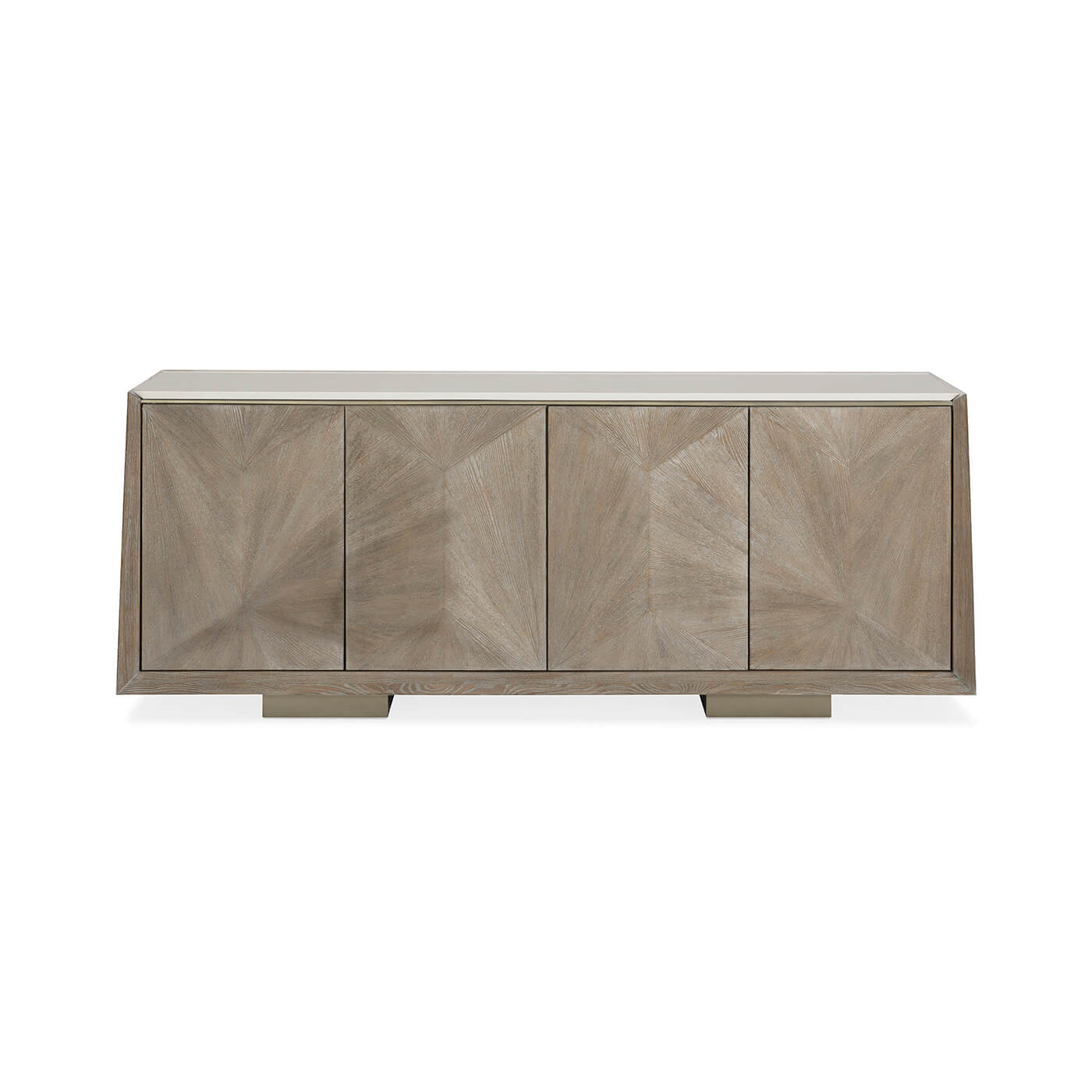 Front view of modern ash buffet with unique pattern.