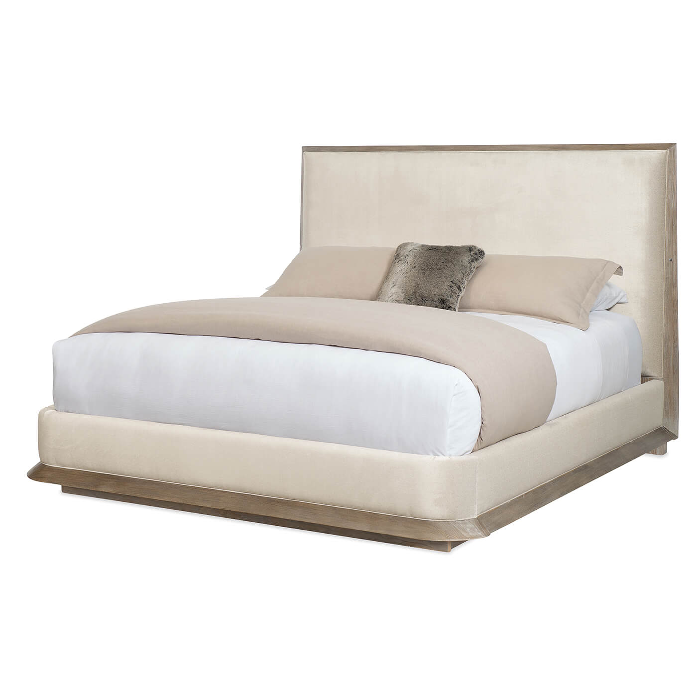 Modern Ash Frame Platform King Bed angled view.