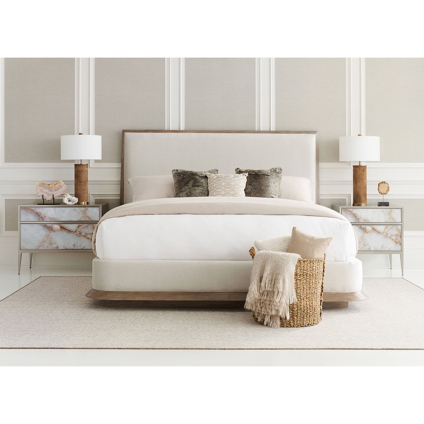 Bedroom scene with Modern Ash Frame Platform King Bed.