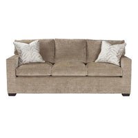 Brown modern Bella sleeper sofa front view with pillows.