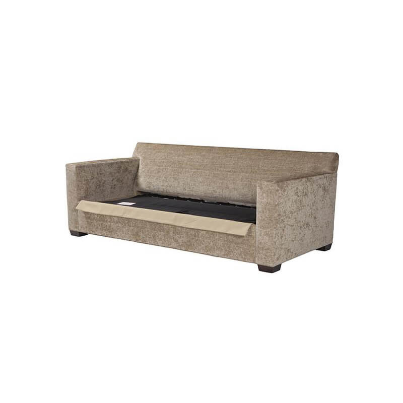Bella sleeper sofa with partial bed frame pulled out.