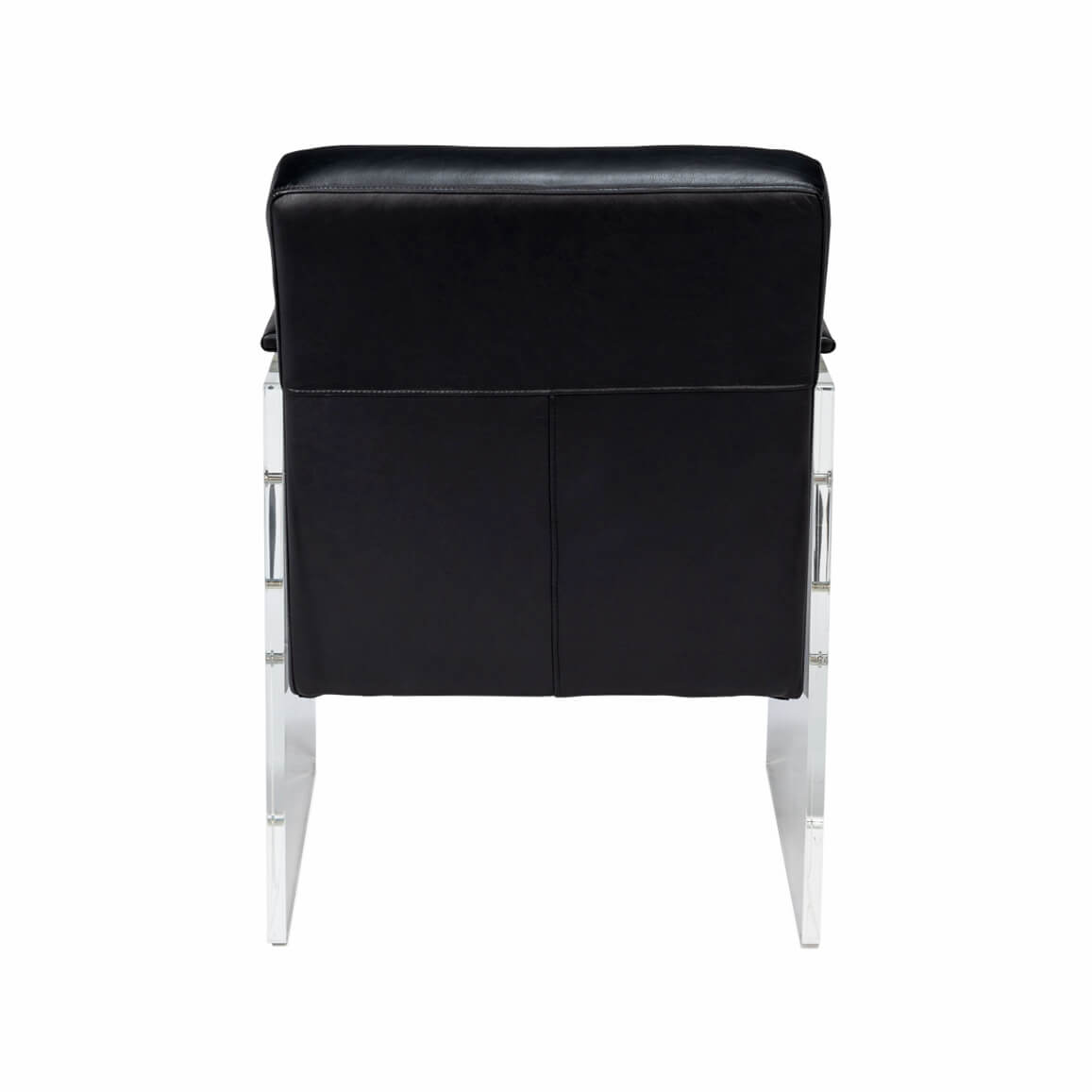 Rear view of modern black leather armchair