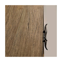Wood grain and handle detail on sideboard.