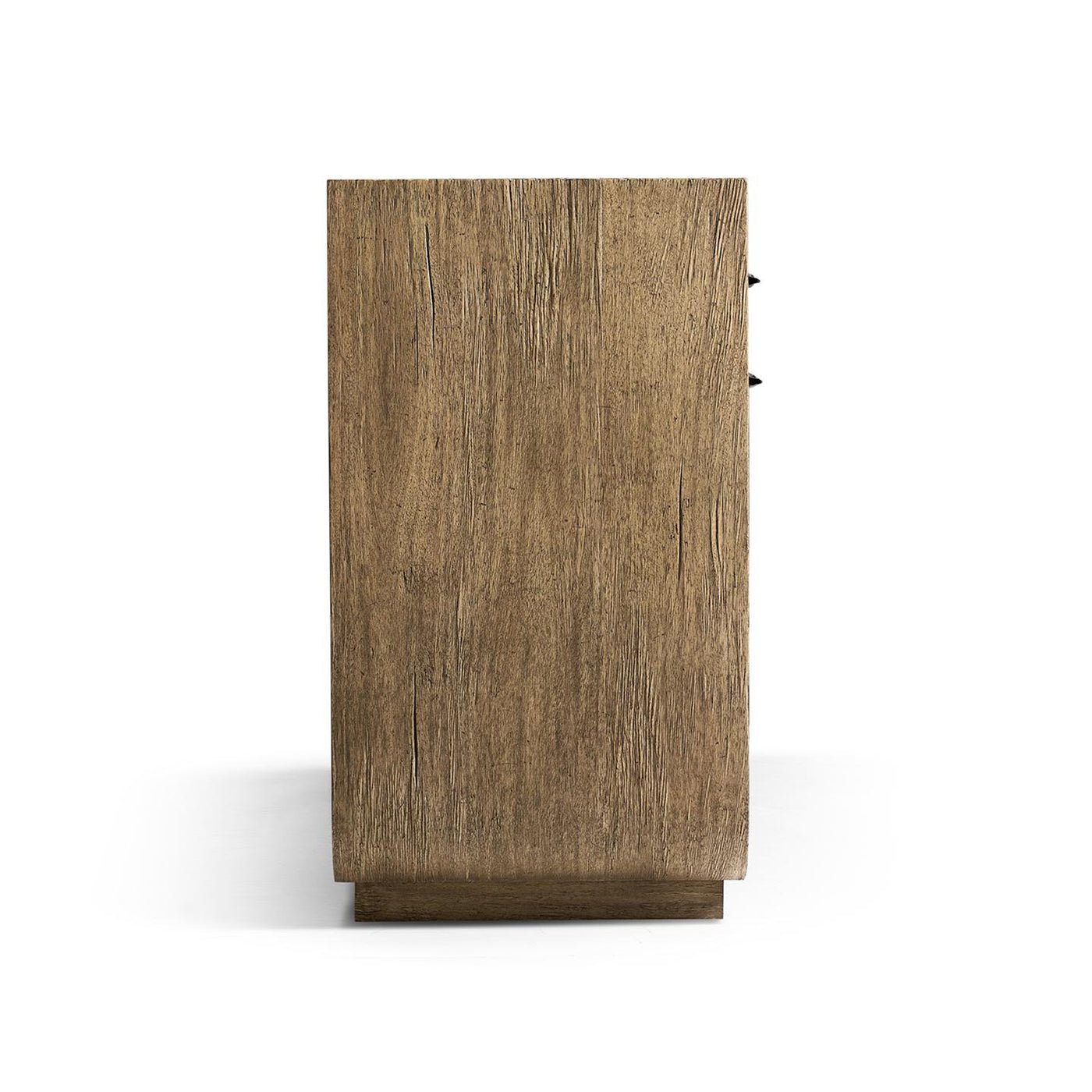 Side view showing wood texture of sideboard.