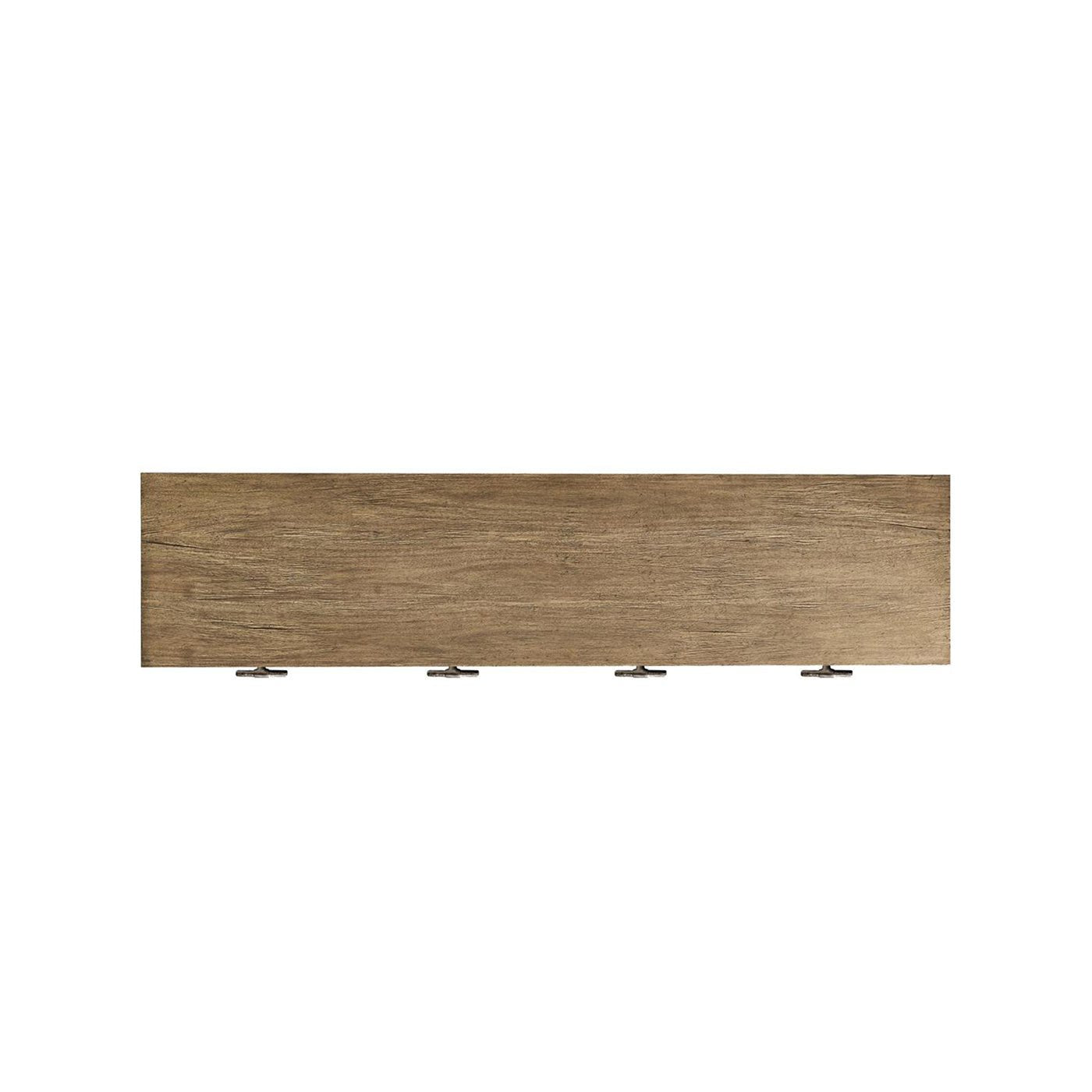 Top view of sideboard's wooden surface.