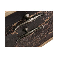 Close-up of unique sideboard handles.