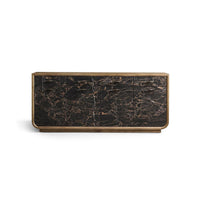 Modern black marble wood sideboard front view.