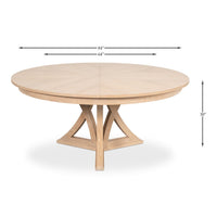 Dimensions of modern bleached oak jupe dining table.