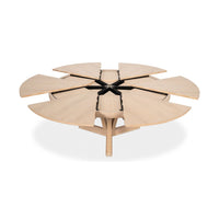 Jupe table extension leaves opening from central mechanism.