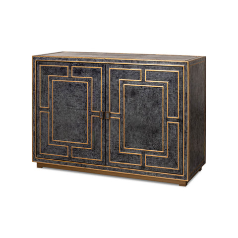 Modern Blue Leather Cabinet