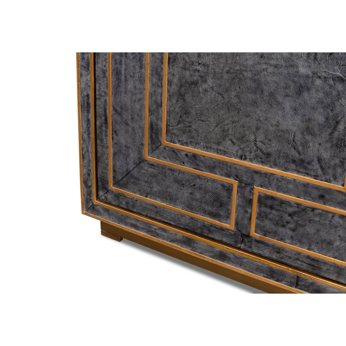 Lower corner detail, cabinet's geometric design and base.