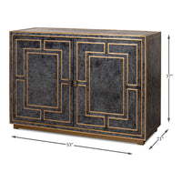 Modern cabinet with dimensions specified, front angle view.